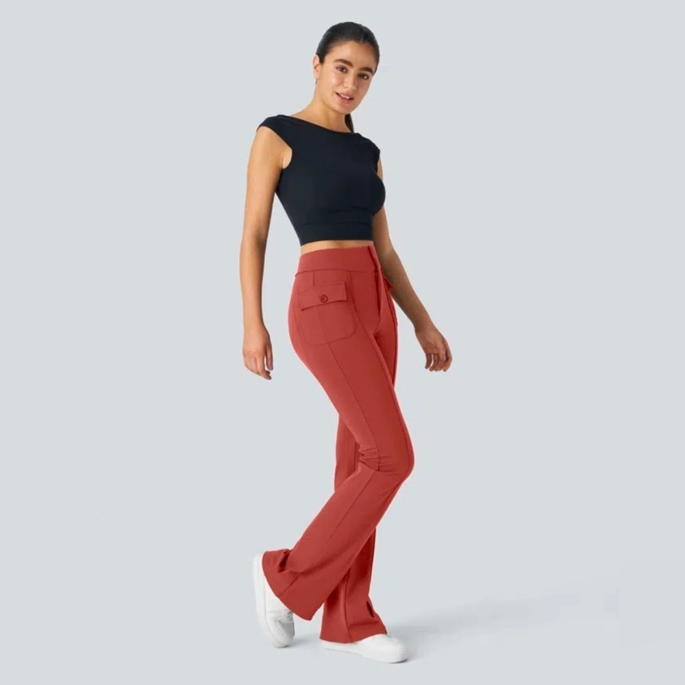 Halara High Waisted Side Flap Pocket Flare Casual Cargo Pants "L"